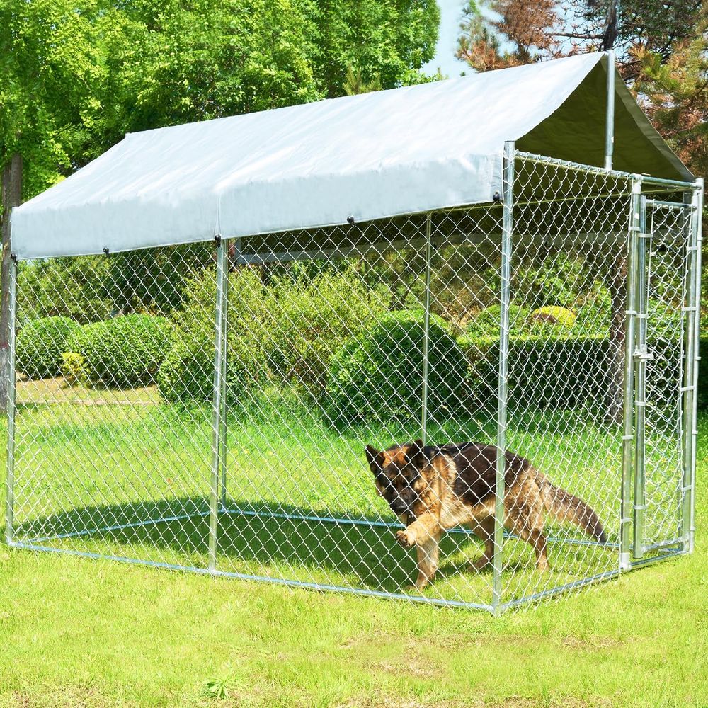 Security Chain Door - 10x6x7.7t Large Dog Kennel Outdoor, Heavy-Duty