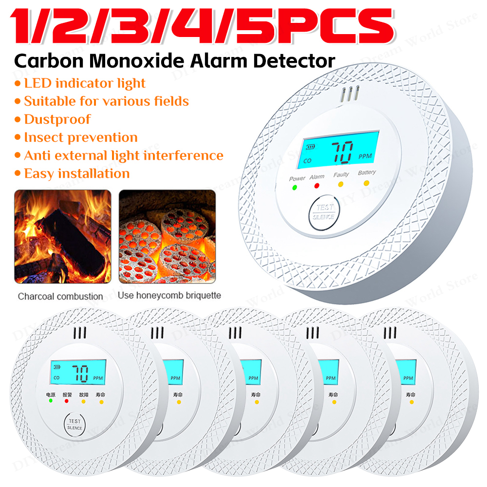 1-5PCS Carbon Monoxide Alarm D - Smoke Detector Interconnected review and price