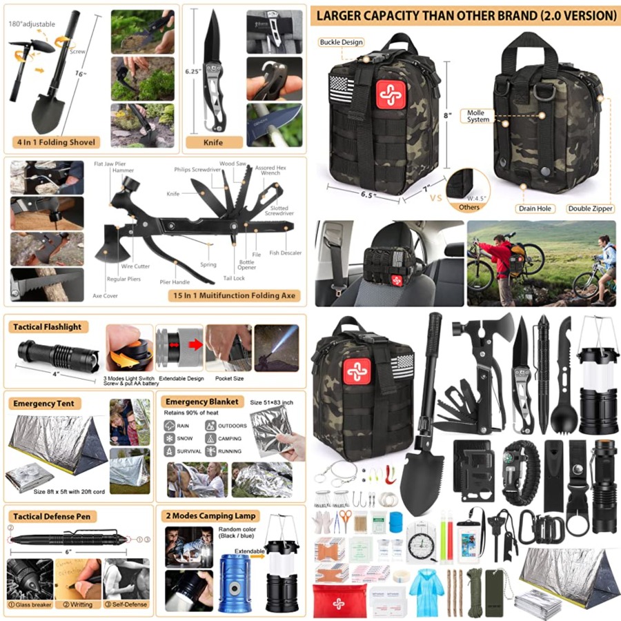 Survival Kit, 250Pcs Survival  - First Aid Bag Kit review and price