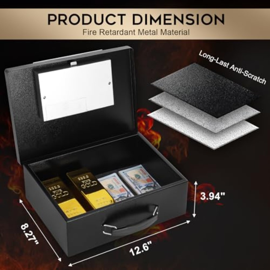 Portable Metal Safe Box with D - Fire Safe Document review and price